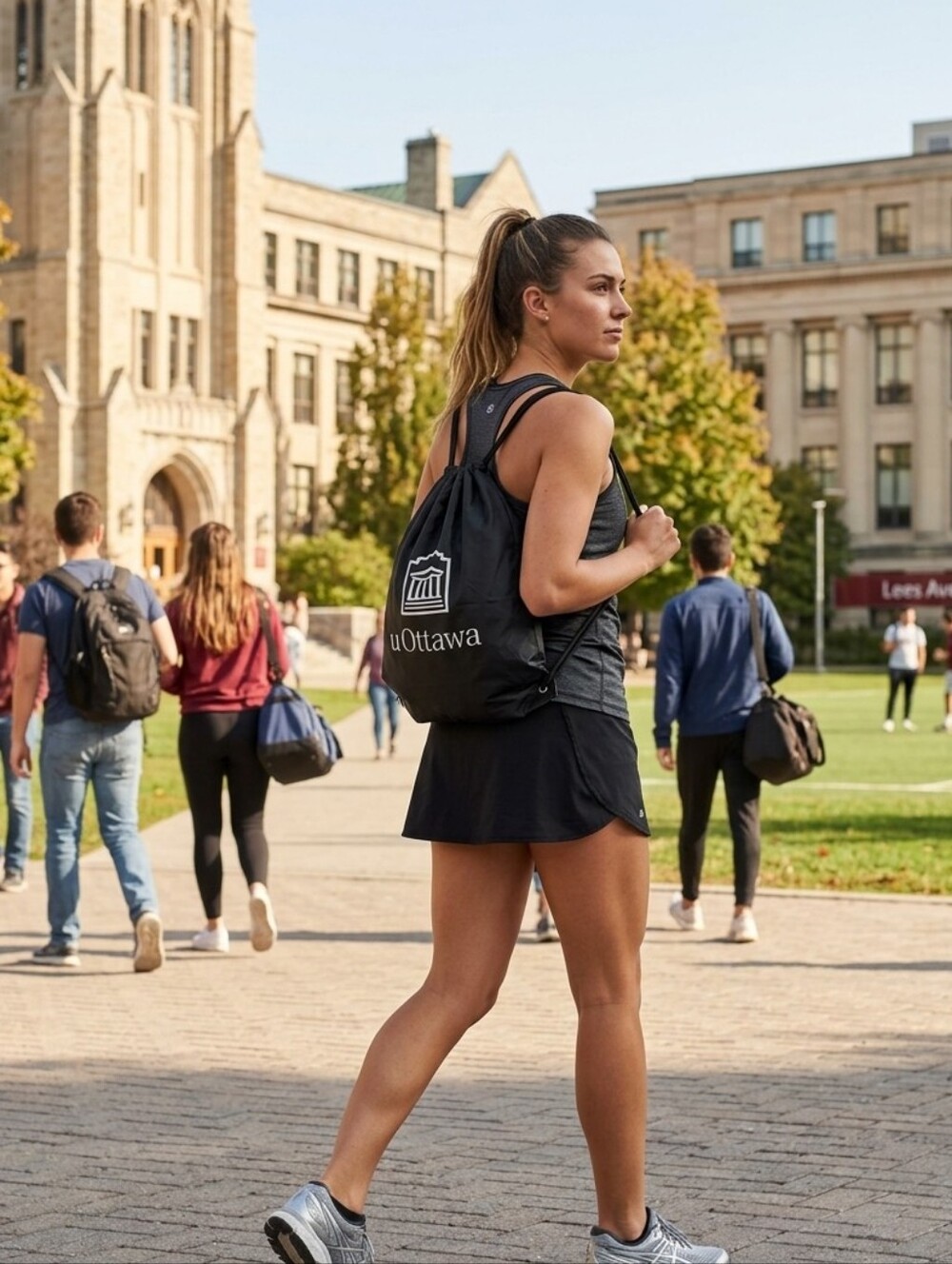 uOttawa Black Drawstring Backpack
